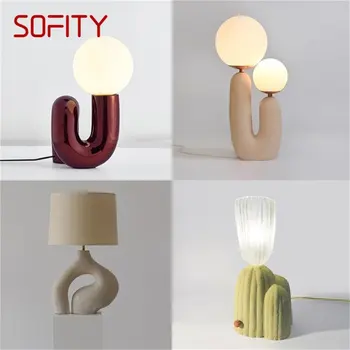 SOFITY שרף מנורות שולחן מודרני עיצוב יצירתי LED שולחן אור הביתה דקורטיביים עבור חדר השינה