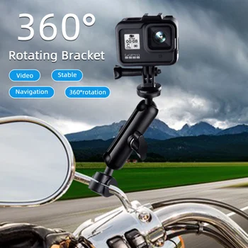 מצלמה ספורט סוגר 360 Roating סוגר עבור Gopro 4K Sjcam Dji פעולה ספורט בעל זיכרון Ram אופנוע הכידון אחורית מירור הר
