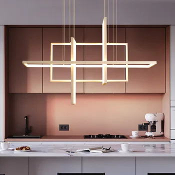 נורדי מלבן Led אורות תליון חיים עיצוב חדר נברשות תאורה קפה במטבח ניתן לעמעום תליית מנורה Luminaire