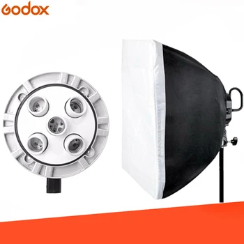 Godox TL-5 5-in-1 סטודיו E27 5 שקע טריקולור הנורה מרובה המנורה מגביל מהירות + softbox 60 * 60 ס 