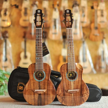 שמש בהירה יוקולילי קונצרט BS-21C , BS-21CC ,מוצק קואה עץ ukuleles