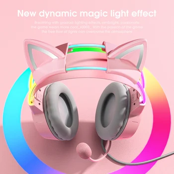 ONIKUMA לדיבורית גיימר עם RGB אור מיקרופון גמיש כפתור שליטה סראונד סטריאו אוזניות עבור מחשוב