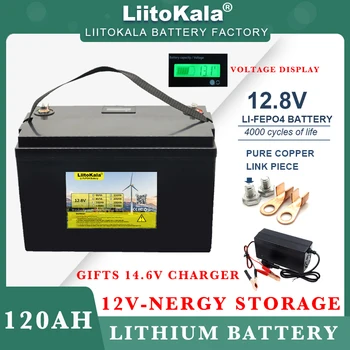 LiitoKala 12.8 V 120AH LiFePO4 סוללה 12V ליתיום ברזל פוספט סוללות 4000 מחזורים מהפך מכונית המצית השמש החובה-חינם