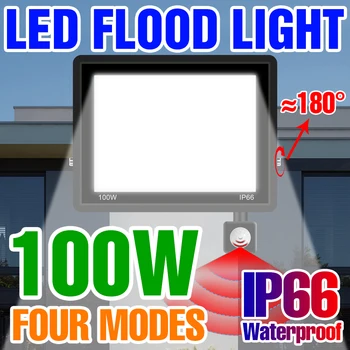 IP66 רפלקטור LED אור הזרקורים עמיד למים תאורת פיר חיישן תנועה חיצוני תאורת גינה לבן קר LED חיצוני מנורת רחוב