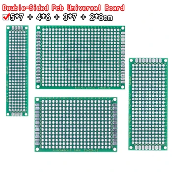 Dropshipping 4pcs 5x7 4x6 3x7 2x8cm צד כפול נחושת טיפוס pcb אוניברסלי לוח פיברגלס לוח Arduino
