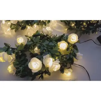 רוז קש אור LED מחרוזת רומנטי קצף לבן קש מחרוזת אור אור חמים בחדר השינה החתונה מקורה מרפסת אור קישוט