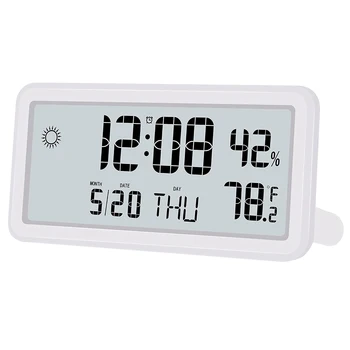 שעון מעורר על השינה דיגיטלי שעוני קיר עם תאריך שבוע מקורה טמפרטורה ולחות הסוללה פעלו לבן
