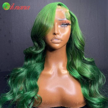 ירוק בהיר 13x6 הקדמי של תחרה פאה שיער אדם הברזילאי גוף גל ירוק בצבע 6x6 תחרה שקוף סגירת פאה לנשים שחורות
