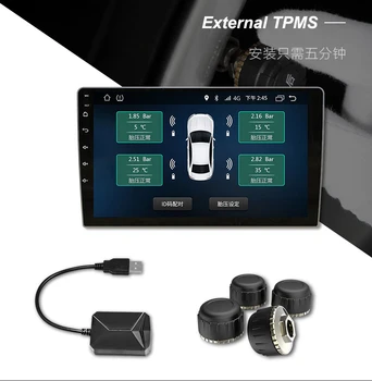 המכונית TPM USB ניטור לחץ צמיגים safty מערכת אנדרואיד 9.0 נגן DVD לרכב 4 חיישנים אזעקה צמיג טמפרטורה
