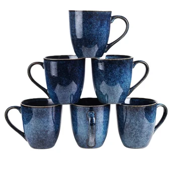 קרמיקה ספל קפה ייחודי ציפוי עם ידית לקפה,תה,חלב,שוקו,דגני בוקר(כחול) מיוחד מזוגגים