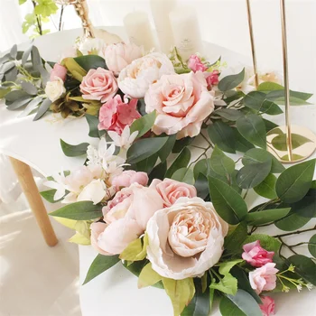 2 יח ' מלאכותי אדמונית, פרח קשת פרחים לחתונה רקע פרח בשורה ברוכים הבאים אזור פינת גרלנד קישוט צילום אביזרים