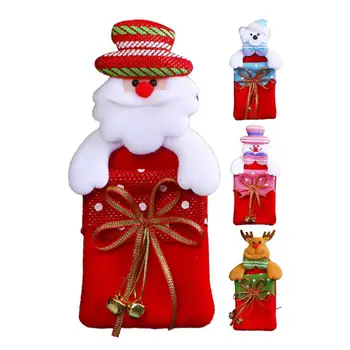 הביצוע בסדר מתנה נרתיק מיושמים באופן נרחב בד עץ חג המולד תלויה שקית הממתקים מתנה חבילת אחסון עבור מסיבת פסטיבל