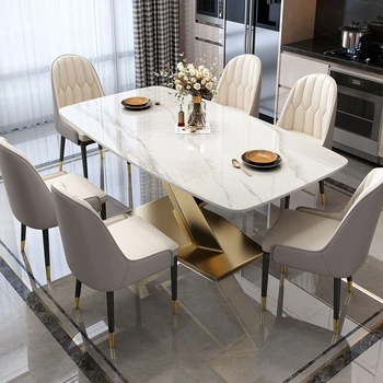 בסגנון איטלקי יוקרה שולחן אוכל עם רוק שולחן וכיסאות