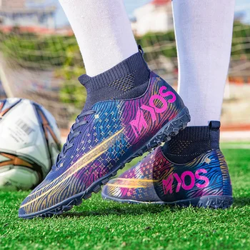 מסי נעלי כדורגל פקקים חיצוני עמיד נעלי כדורגל נעלי ספורט סיטונאי גברים Futsal הכשרה התאמות קל משקל מידות 35-45
