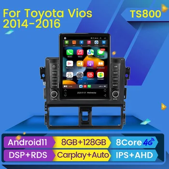 9.5 אינץ טסלה סגנון אנדרואיד 11 רדיו במכונית מולטימדיה נגן וידאו עבור טויוטה Vios יאריס 2014 - 2016 2 DIN ניווט GPS Carplay