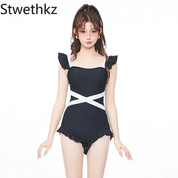 Stwethkz סקסי בגד גוף לנשים ללא שרוולים טלאים בנות בבגד ים לשחות בביקיני קוריאני אופנה בגד ים קפיץ חם בגדים