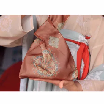 כותנה מודפס של נשים תיק בסגנון יפני מיני נייד הקשר כף היד. תיק תיק ידית התיק תיק שקית קניות, טלפון, מפתח, נרתיק